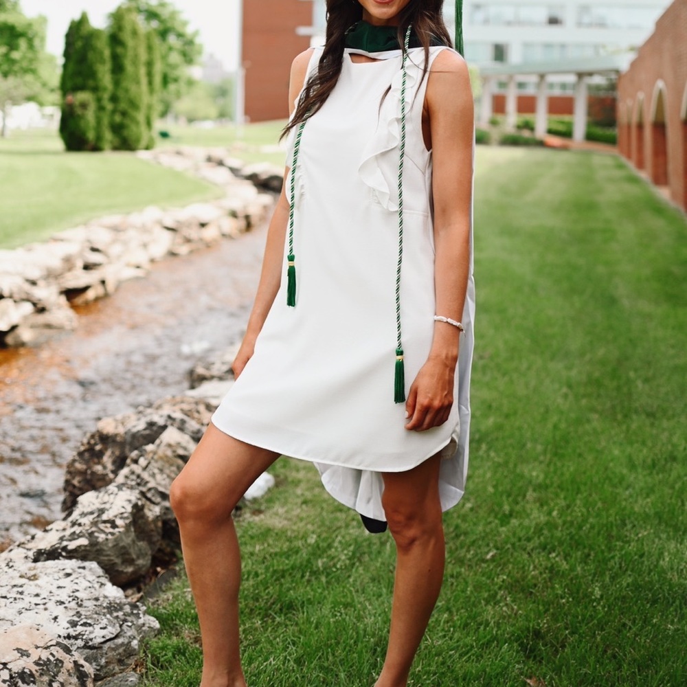White dress with ruffle